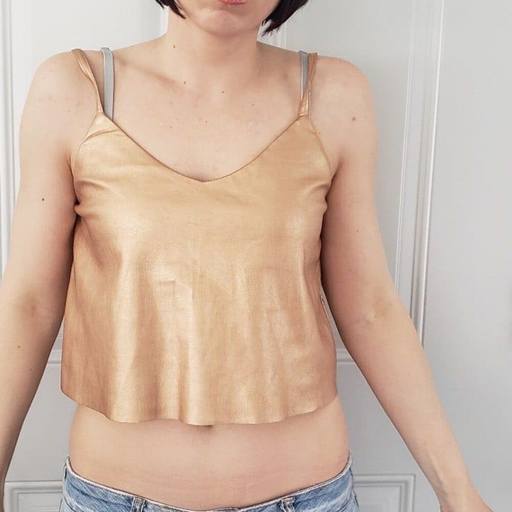 Charlotte Russe Rose‎ Gold Faux Leather Crop Top